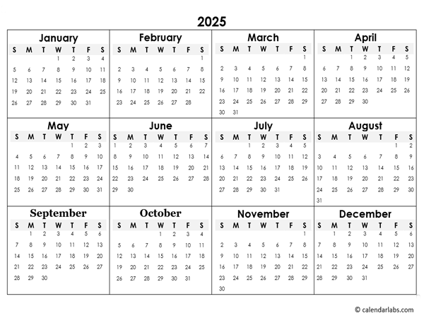 2025 calendar