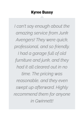 Customer review showing satisfaction with junk removal