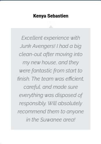 Customer testimonial for junk removal service
